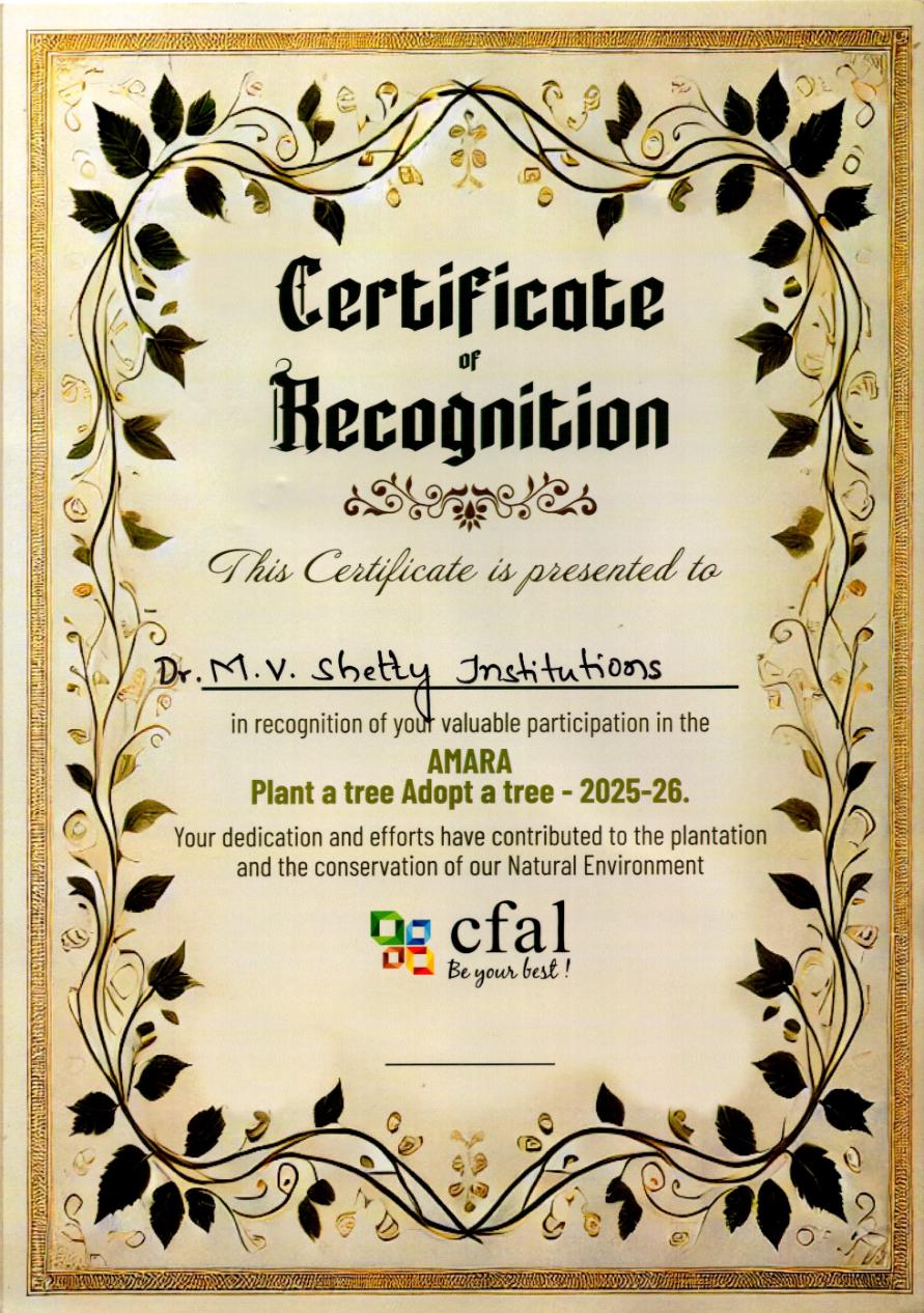 Recognition for Environmental Initiative ‘Plant a Tree, Adopt a Tree – 2025-26
